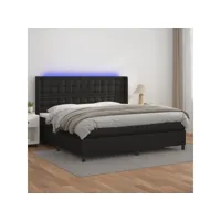 sommier tapissier avec matelas et led - sommier pour adulte et enfant - noir 200x200cm similicuir meuble pro frco60526