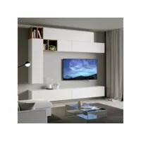 unité murale de salon moderne meuble tv suspendu en bois blanc a106 itamoby