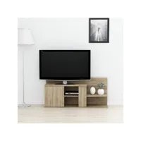 homemania duru meuble tv avec des portes, des étagères - du salon -noix en bois, 122 x 33,3 x 55 cm