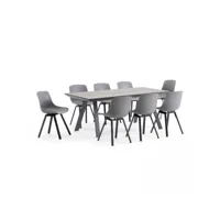 table de jardin et 8 chaises en aluminium gris