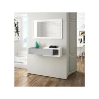 meuble d'entrée dhasi, entrée réversible avec miroir, meuble d'entrée avec tiroir, plateau de poche pour appartements, 95x26h69 cm, blanc et ciment 8052773795593