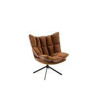 fauteuil de relaxation en tissu et simili et piétement métal noir - fenix 5322