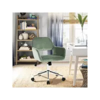 fauteuil de bureau ergonomique chaise pivotant réglable en hauteur, mécanisme d’inclinaison, siège et dossier en velours, charge 120 kg, vert
