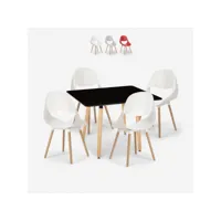 ensemble table noire 80x80cm carrée 4 chaises cuisine salle à manger restaurant design scandinave dax dark