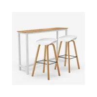 table haute + 2 tabourets de bar h75cm bois blanc scandinave vineland ahd amazing home design