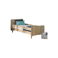 lit enfant avec pieds et barrières spike   bois naturel 90x190 cm ""