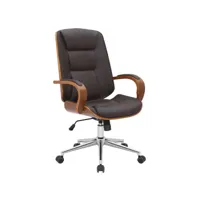 fauteuil de bureau yankton en similicuir avec coque de siège en bois , noyer / marron