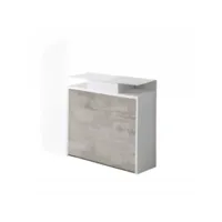 console extensible design balto plus avec tables dépliables gris béton-chaises intégrées blanc mat-structure blanc 20100892913