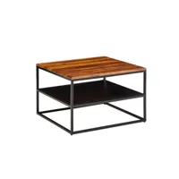 finebuy table basse de salon sheesham bois massif et métal  table de canapé avec rangement marron  design table d'appoint style industriel