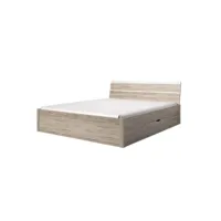 lit adulte 180x200 avec tiroirs intégrés - collection eos. coloris chêne clair et blanc