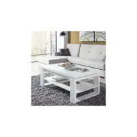 table basse blanche relevable - reena - l 110x l 60 x h 44-57 cm - neuf