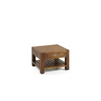 table basse 1 tiroir bois bronze marron 60x60x40cm - bois-bronze - décoration d'autrefois