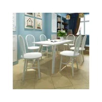 lot de 6 chaises  chaises de salle à manger chaise de cuisine  blanc bois d'hévéa solide meuble pro frco52464