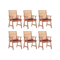 lot de 6 chaises  chaises de salle à manger de jardin chaises à dîner  avec coussins acacia massif meuble pro frco20172