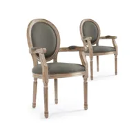 paris prix - lot de 2 chaises médaillon versailles 95cm gris