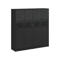 étagère de rangement, bibliothèque avec portes noir 136x37x142 cm bois d'ingénierie salon401753