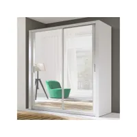 armoire portes coulissantes - ordu - 150 cm - blanc / miroir
