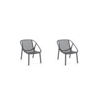 set 2 fauteuil bini lounge - resol - anthracite - fibre de verre, polypropylène 600x710x726mm