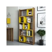 bibliothèque box noyer - jaune 80 cm azura-40439