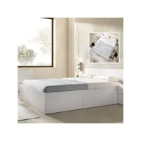 lit double dmaresc, cadre de lit sommier, cadre de lit rangement avec 4 tiroirs, 197x160h37 cm, blanc 8052773875783