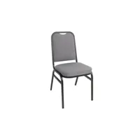 chaise de banquet avec dossier carré et tissu gris - lot de 4 -  - acier