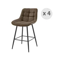 grant - fauteuil de bar vintage en microfibre marron et métal noir (x4)