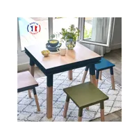 table de cuisine carrée avec tiroir 100 cm, 100% frêne massif eg2-009bsr100