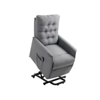 fauteuil de relaxation électrique fauteuil releveur inclinable avec repose-pied ajustable lin gris
