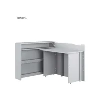 lenart bureau extensible avec rangement work concept cw01 p droit 115 cm gris