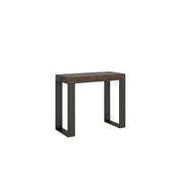 console extensible 90x40-300 cm tecno noyer cadre anthracite itamoby