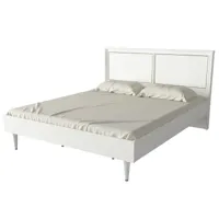 cadre de lit avec tête de lit ascendere 160x200cm blanc et or
