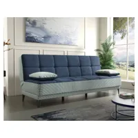 canapé jordi, canapé 3 places avec pieds en métal noir, canapé de salon en tissu rembourré avec ouverture clic-clac, 190x87h97 cm, gris et bleu 8052773825849