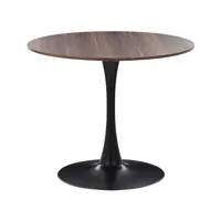 table à manger ronde d 90 cm bois foncé support noir boca 312042