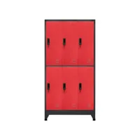 armoire de rangement, armoire à casiers anthracite et rouge 90x45x180 cm acier pks75826 meuble pro