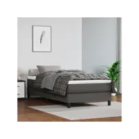 matelas de lit relaxant à ressorts ensachés gris 90x200x20 cm similicuir