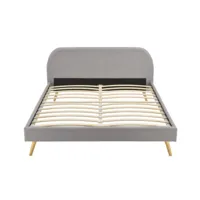 cadre de lit moby avec sommier à lattes en tissu - gris, largeur - 160 cm
