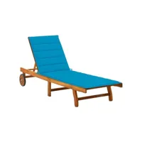 chaise longue de jardin avec coussin bois d'acacia solide 38