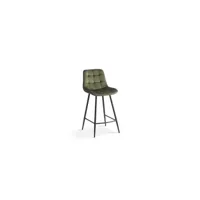 chaise de comptoir 'jute' velours vert, dimensions : h95 x l46 x p36 cm