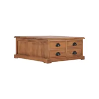 table basse table de salon  bout de canapé 68x68x30 cm bois de teck solide meuble pro frco82448