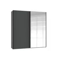 armoire coulissante ronna 1 porte graphite 1 porte miroir poignées noires largeur 135 cm 20101004386