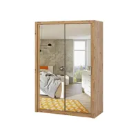armoire portes coulissantes - rinker - 150 cm  -  chêne artisanal - avec miroir