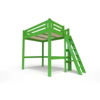lit mezzanine adulte bois + échelle hauteur réglable alpage 120x200 vert alpagech120-ve