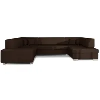 canapé d'angle convertible panoramique la havane - angle canapé - droit, couleur canapé - soft 66 dark brown