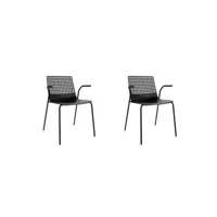set 2 fauteuil wire - resol - noir - acier peint, fibre de verre, polypropylène 560x544x790mm