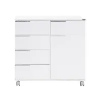 commode multifonctions blanche 1 porte 5 tiroirs lika 85 cm