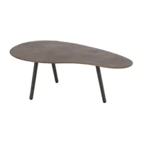 table de salon goutte aluminium marron vionia l 90cm