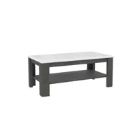 table basse rectangulaire 110 cm blanc laqué et décor gris - calvi 67087366