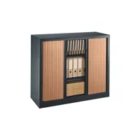 armoire hauteur comptoir à rideaux monoblocs eco-conçues 100 x 120 cm anthracite-merisier