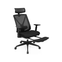 chaise de bureau avec repose pied fauteuil de bureau ergonomique en filet mécanisme basculant (90-135°) charge max. 150 kg noir helloshop26 12_0000410