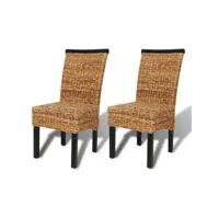 lot de 2 chaises à manger chaises à dîner, chaises de cuisine bois solide de manguier et abaca qdtr31688